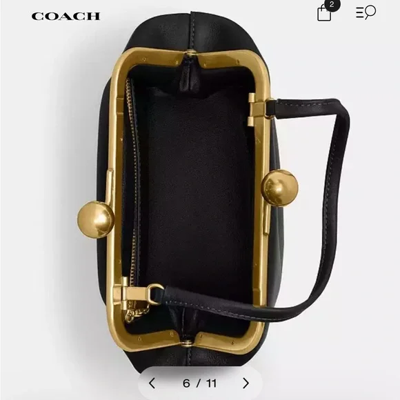 Coach Kisslock Frame Bag 16 in Black with Glovetanned Leather NWT - Picture 4 of 11